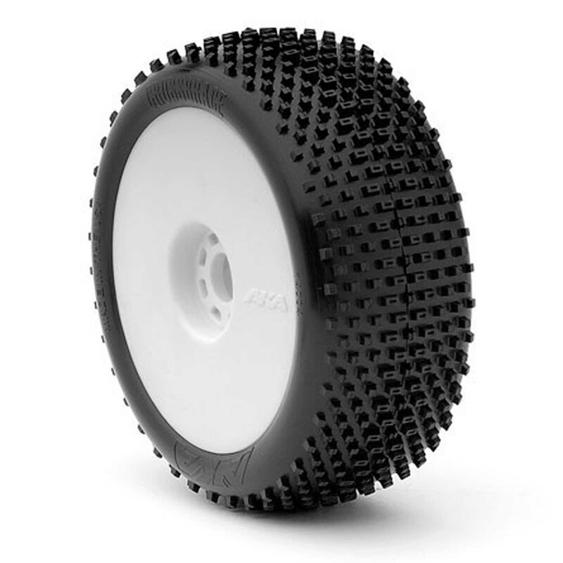 1/8 Crossbrace Soft Long Wear Pre-Mounted Tires, White EVO Wheels (2): Buggy