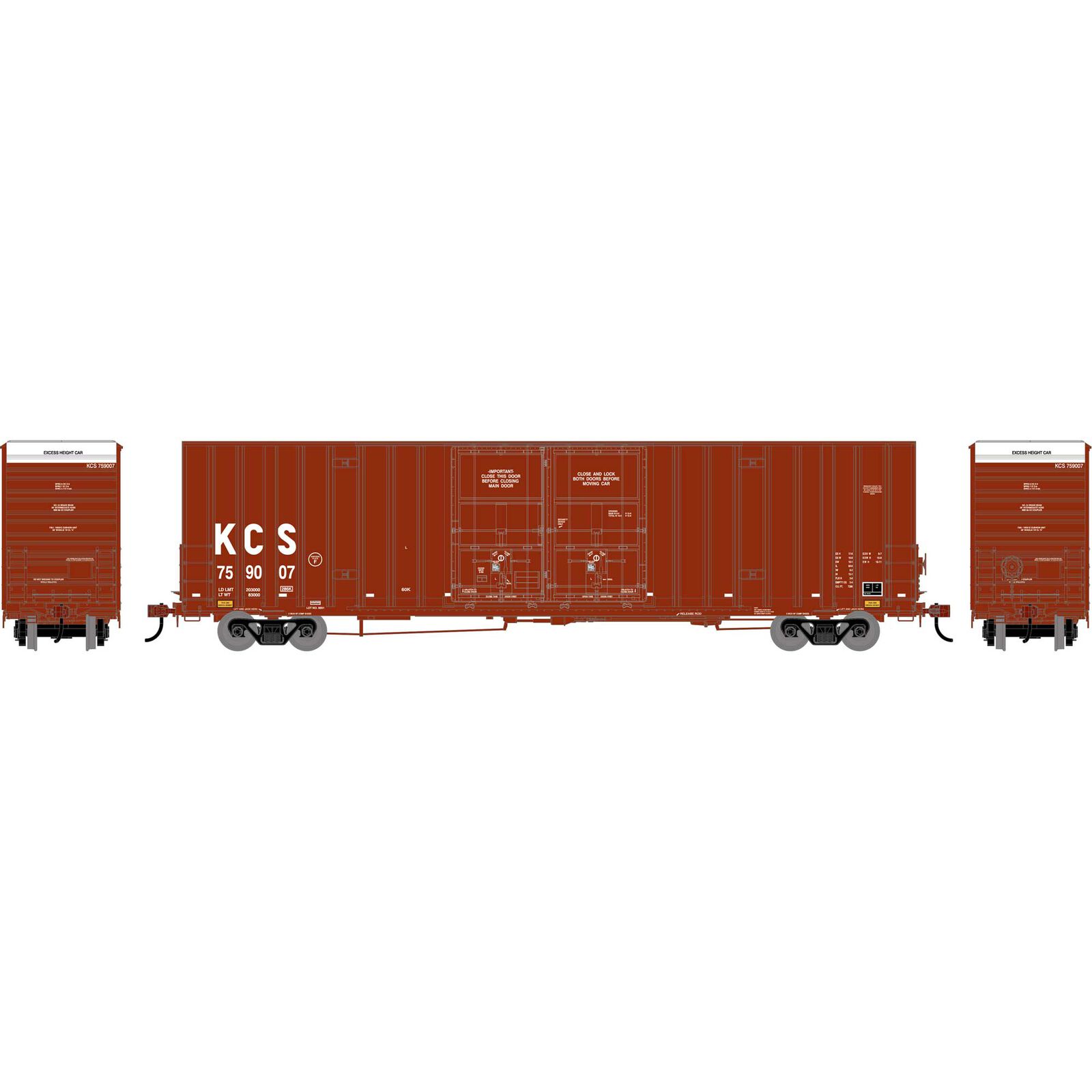 HO ATH 60' Gunderson High Cube Double Door Box Car, KCS #759007