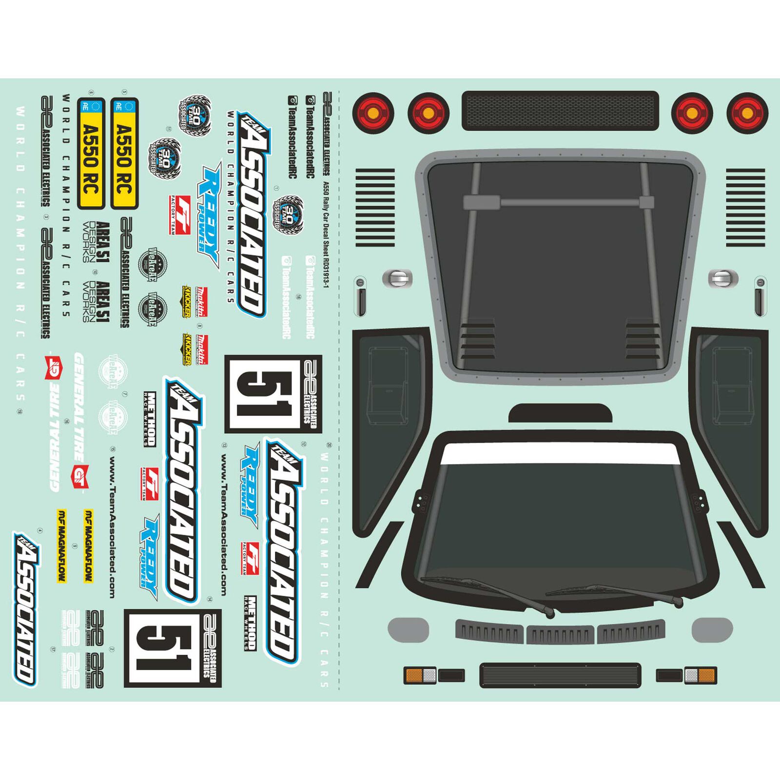 A550 Decal Sheet, 1/10 Team Associated Apex2 Sport