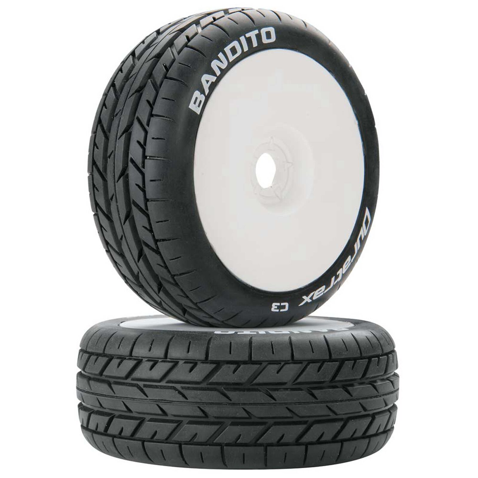 Bandito 1/8 C3 Mounted Buggy Tires, White (2)