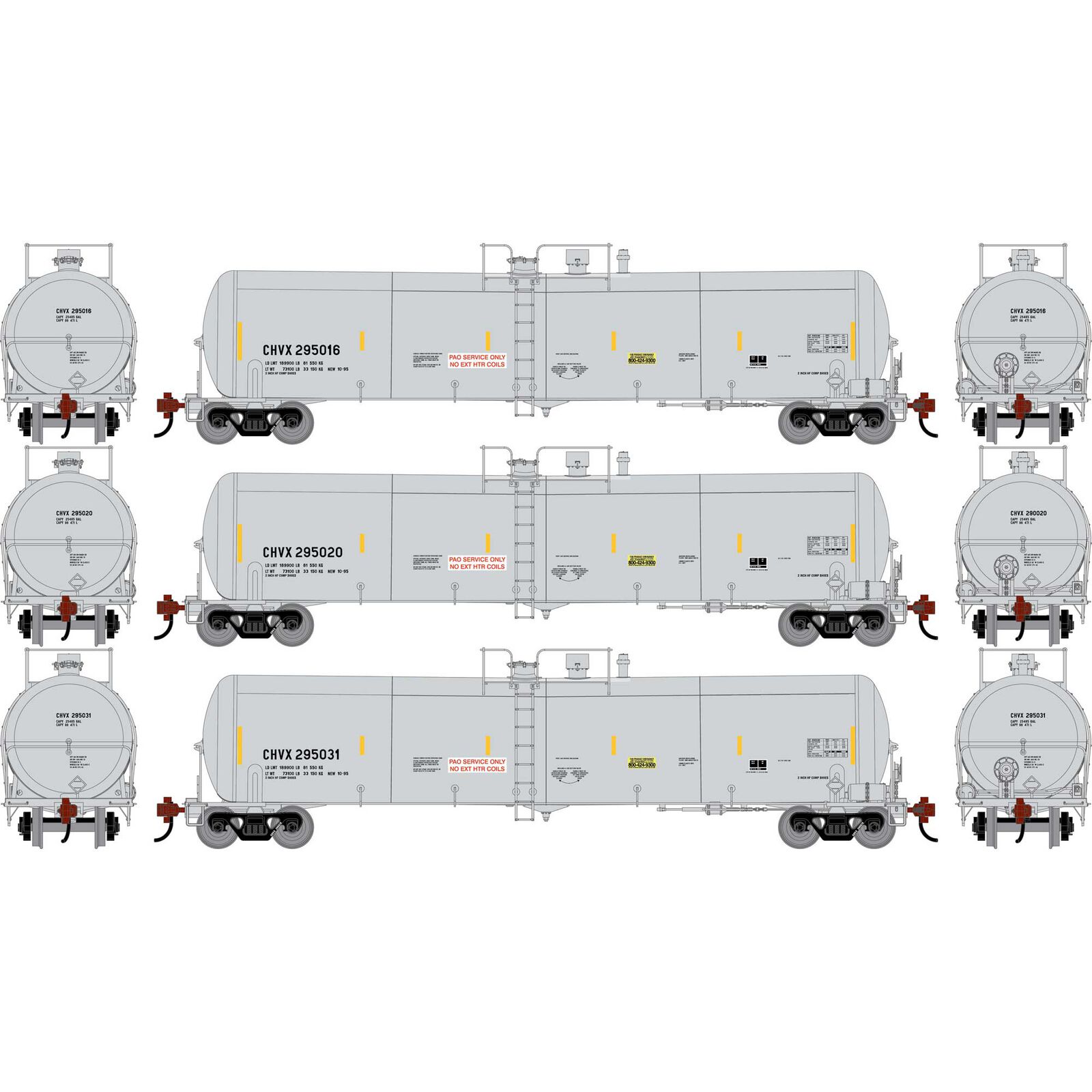 HO ATH 30K Ethanol Tank Car, CHVX #295016/295020/295031 (3)