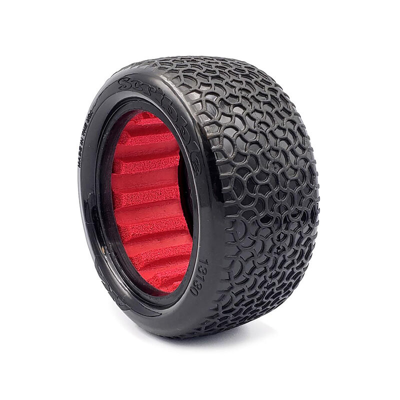 1/10 Scribble Rear 2.2 Tires, Ultra Soft with Red Inserts (2): Buggy