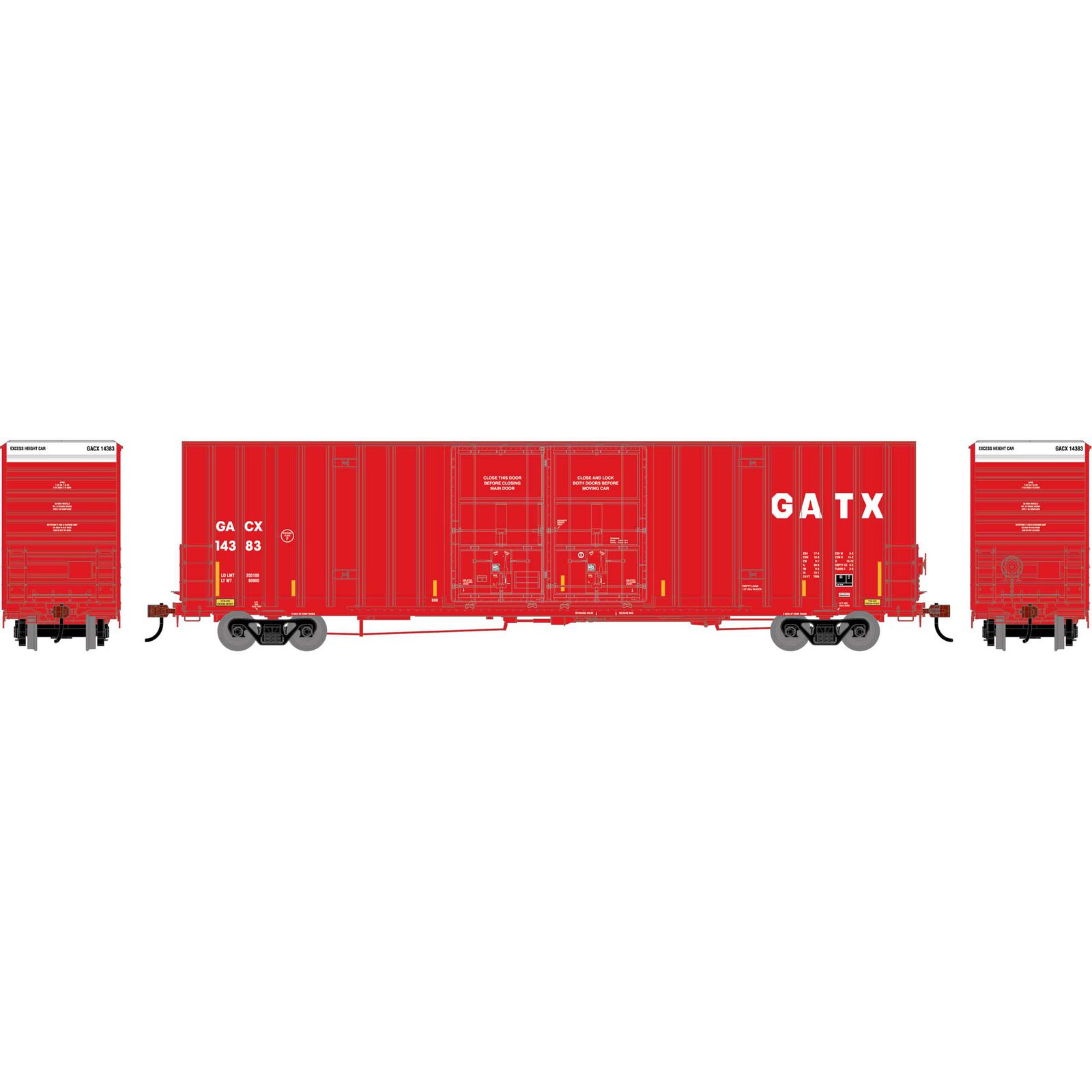 HO ATH 60' Gunderson High Cube Double Door Box Car, GACX #14383