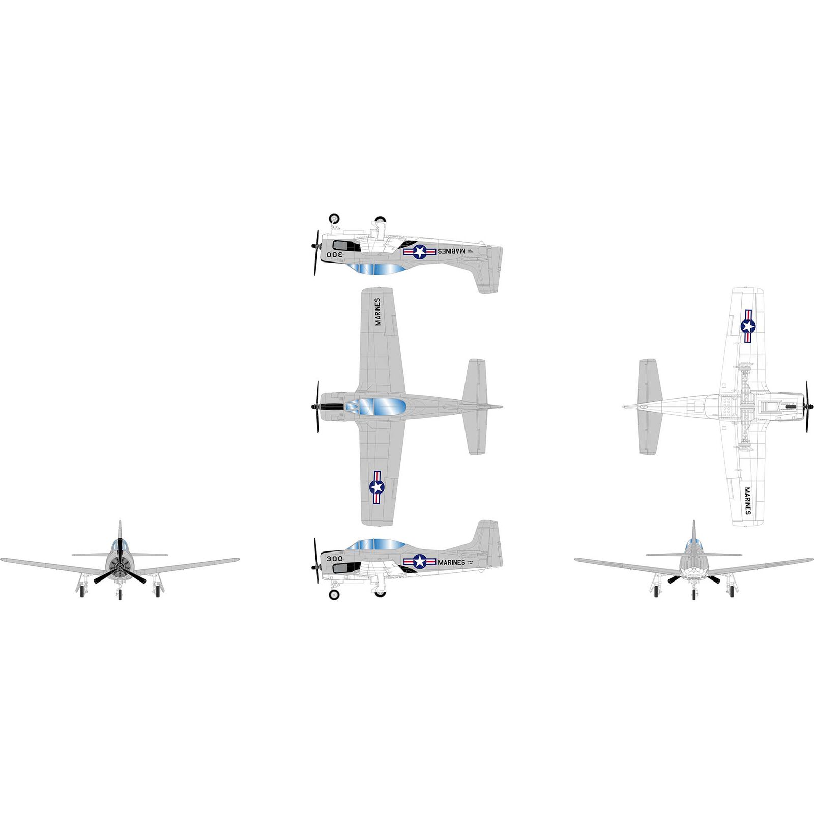 HO ATH T-28B Trojan Airplane, Marines NH300JH