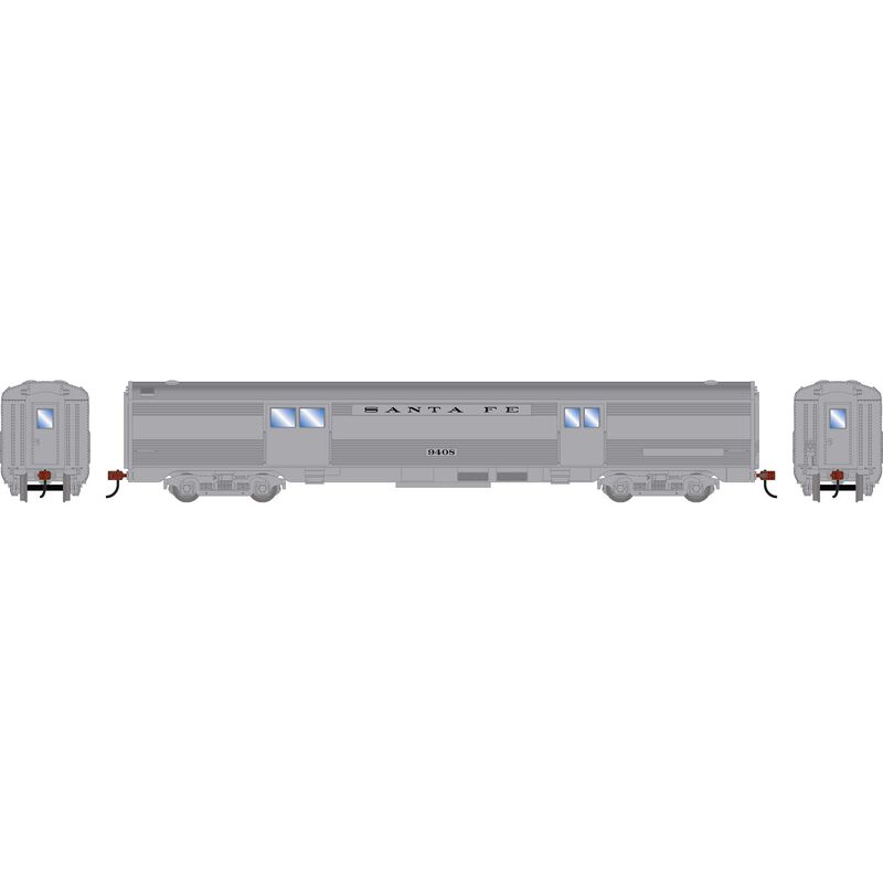 HO RND Streamline Baggage Car, ATSF #9408
