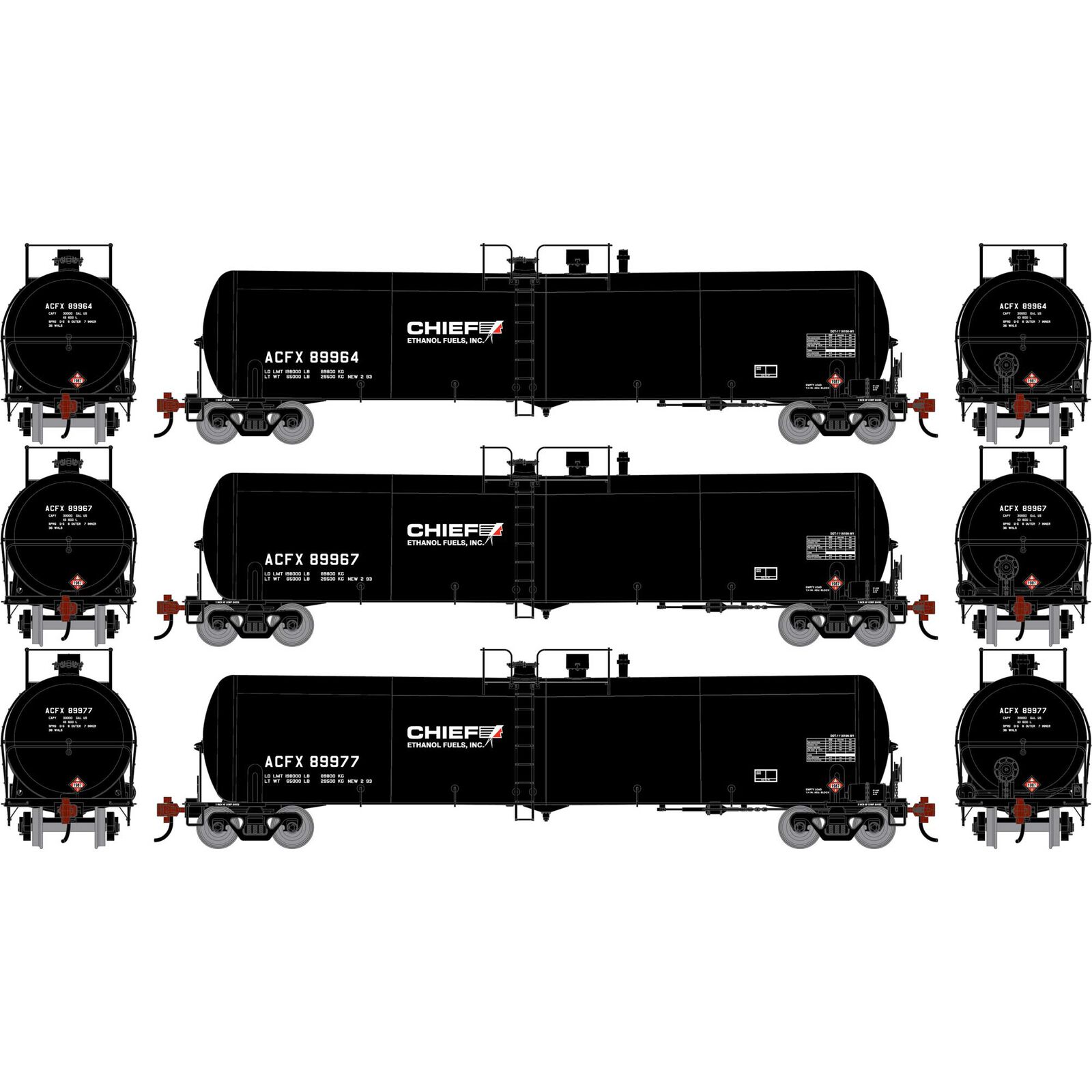 HO ATH 30K Ethanol Tank Car, ACFX #89964/89967/89977 (3)
