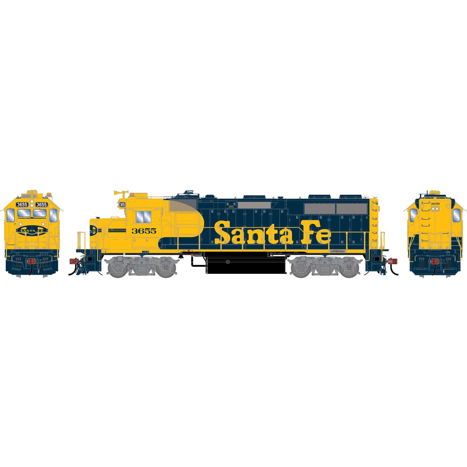 HO GEN GP39-2 PH I Locomotive w/DCC & SOUND, ATSF #3655