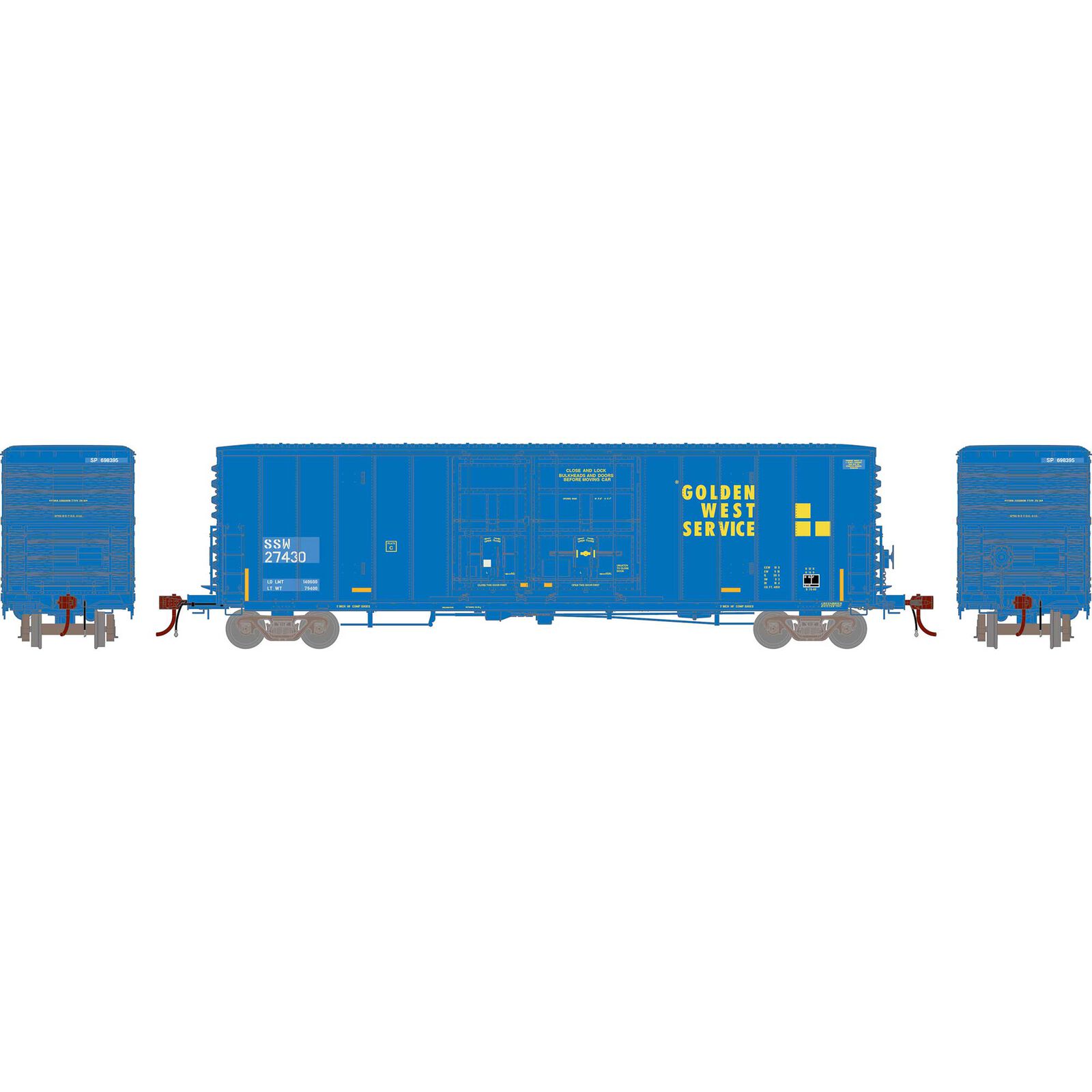 HO GEN 50' PC&F Box Car w/ 8'&6' Youngstown Plug Door, Primed For Grime SSW 'Golden West' #27430