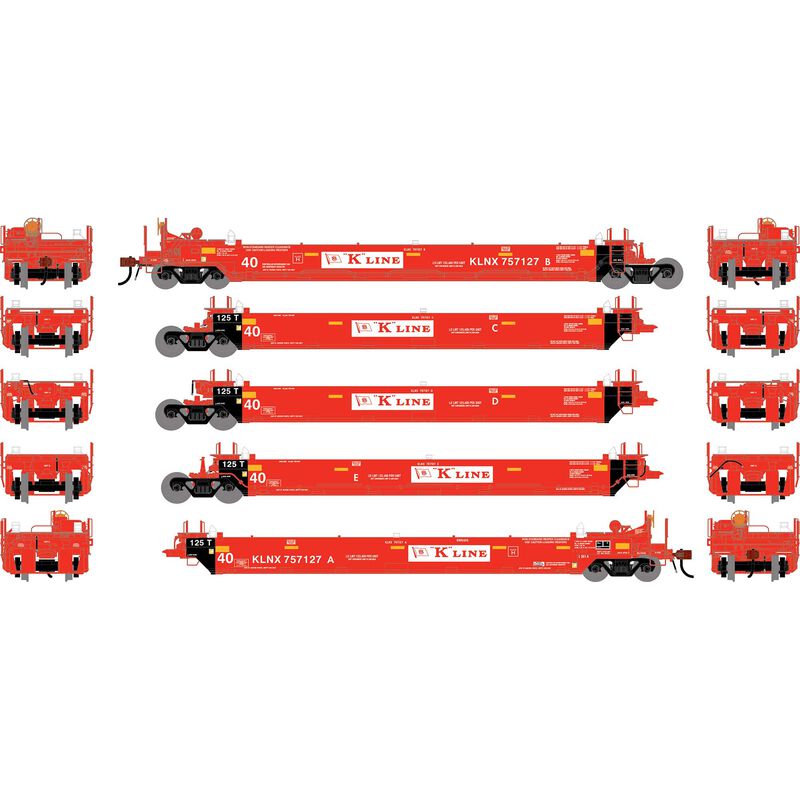 HO ATH Gunderson Maxi-I Well Cars (5), KLNX #757127