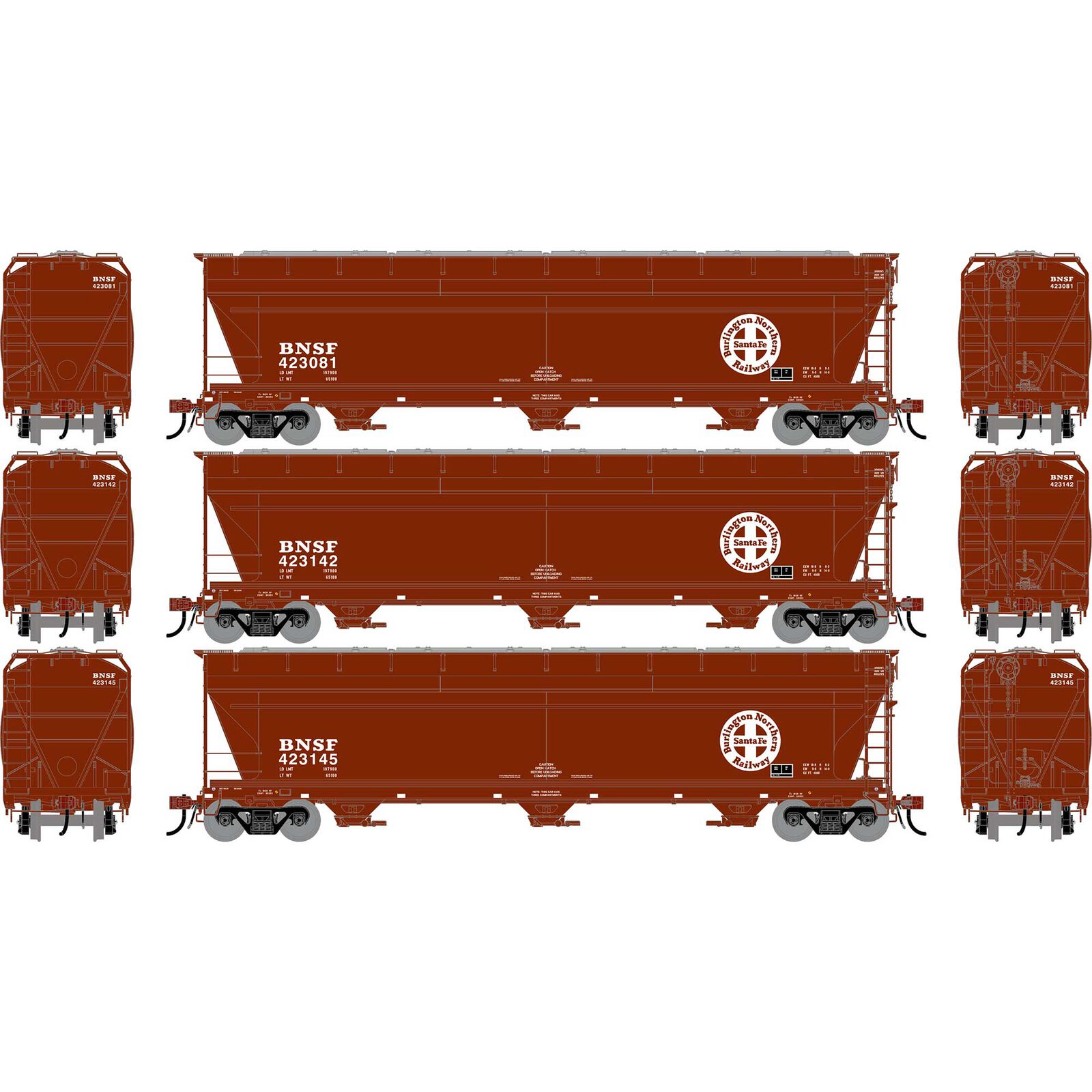HO GEN ACF 4600 Covered Hopper, BNSF #423081/423142/423145 (3)