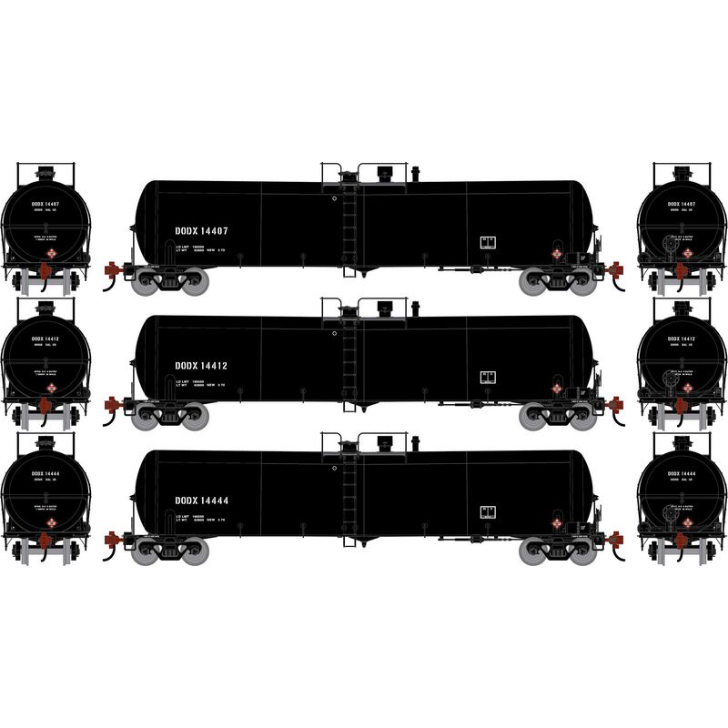 HO ATH 30K Ethanol Tank Car, DODX #14407/14412/14444 (3)