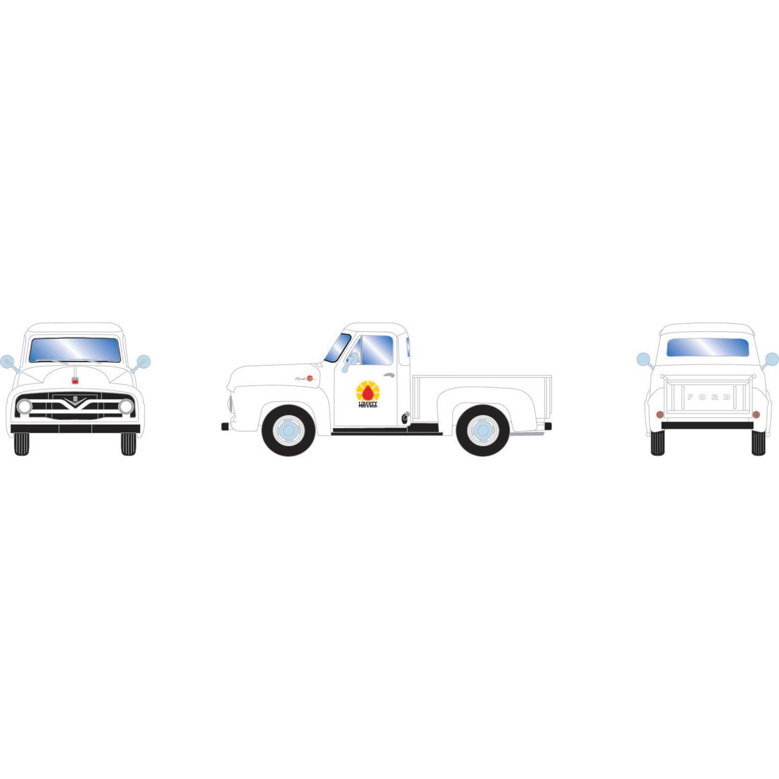 HO 1955 Ford F-100 Pickup Truck, Liberty Feed