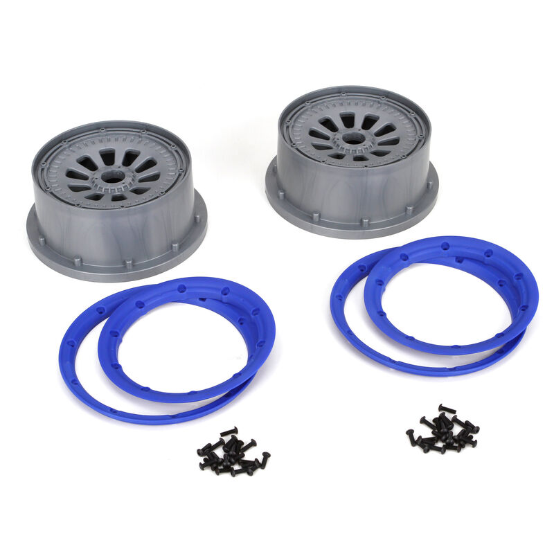 1/5 Wheel and Beadlock Set 4.75, 24mm Hex, Blue (2): 5IVE-T