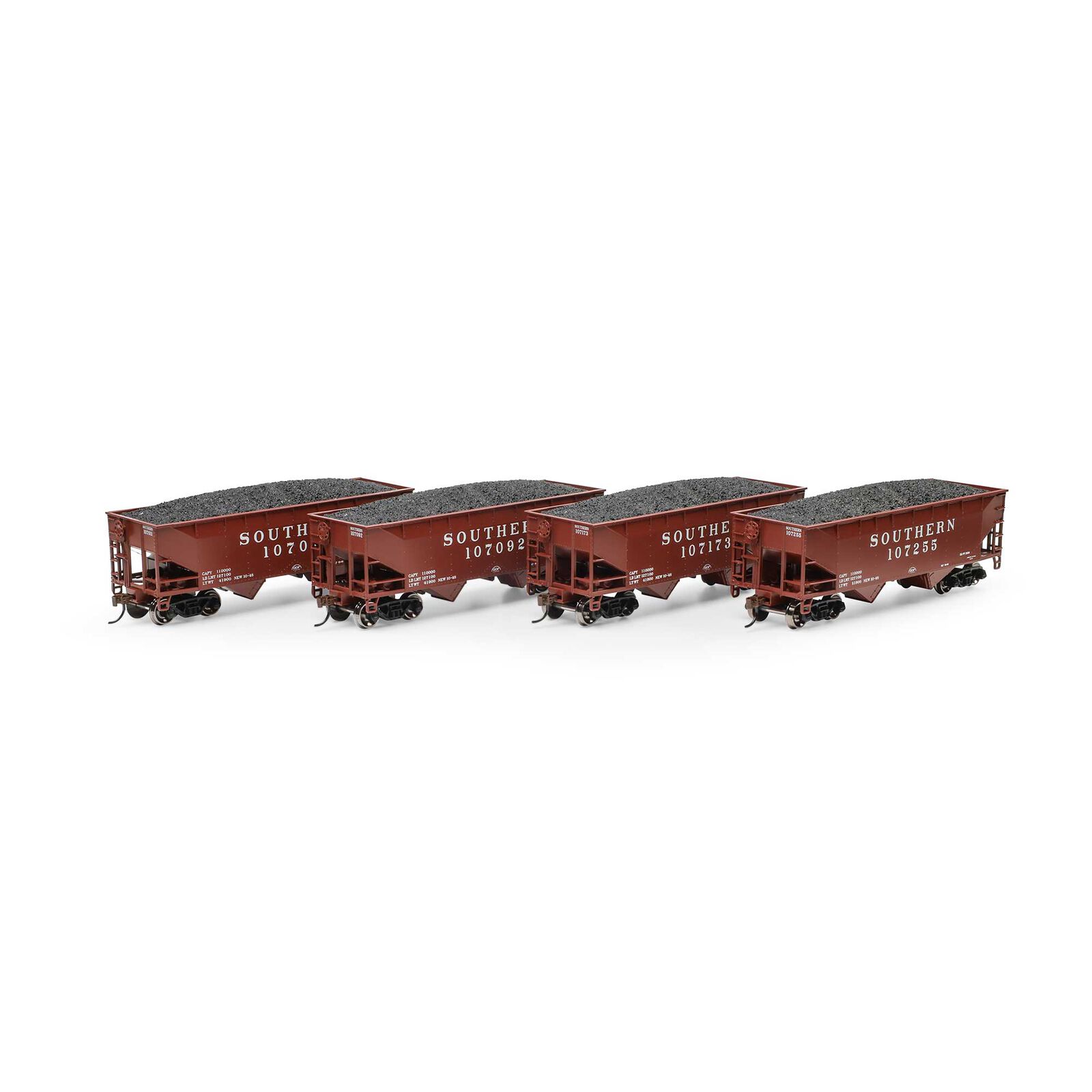 HO 34' 2-Bay Offset Hopper with Coal Load, SOU #107011 / 107092 / 107173 / 107255 (4)