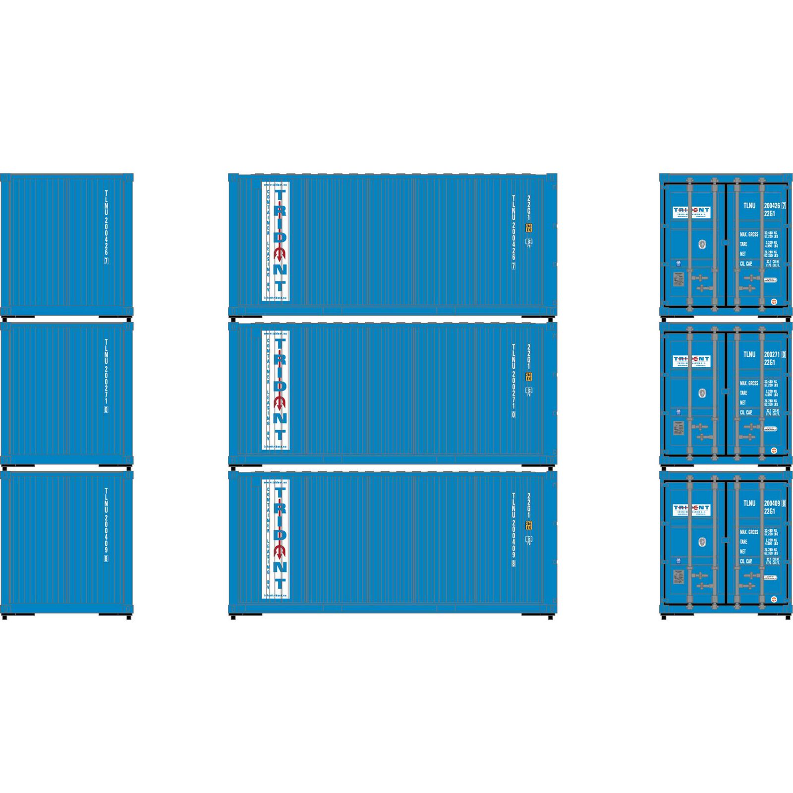 HO ATH 20' Corrugated Containers, TLNU #2004267/2002710/2004098 (3)