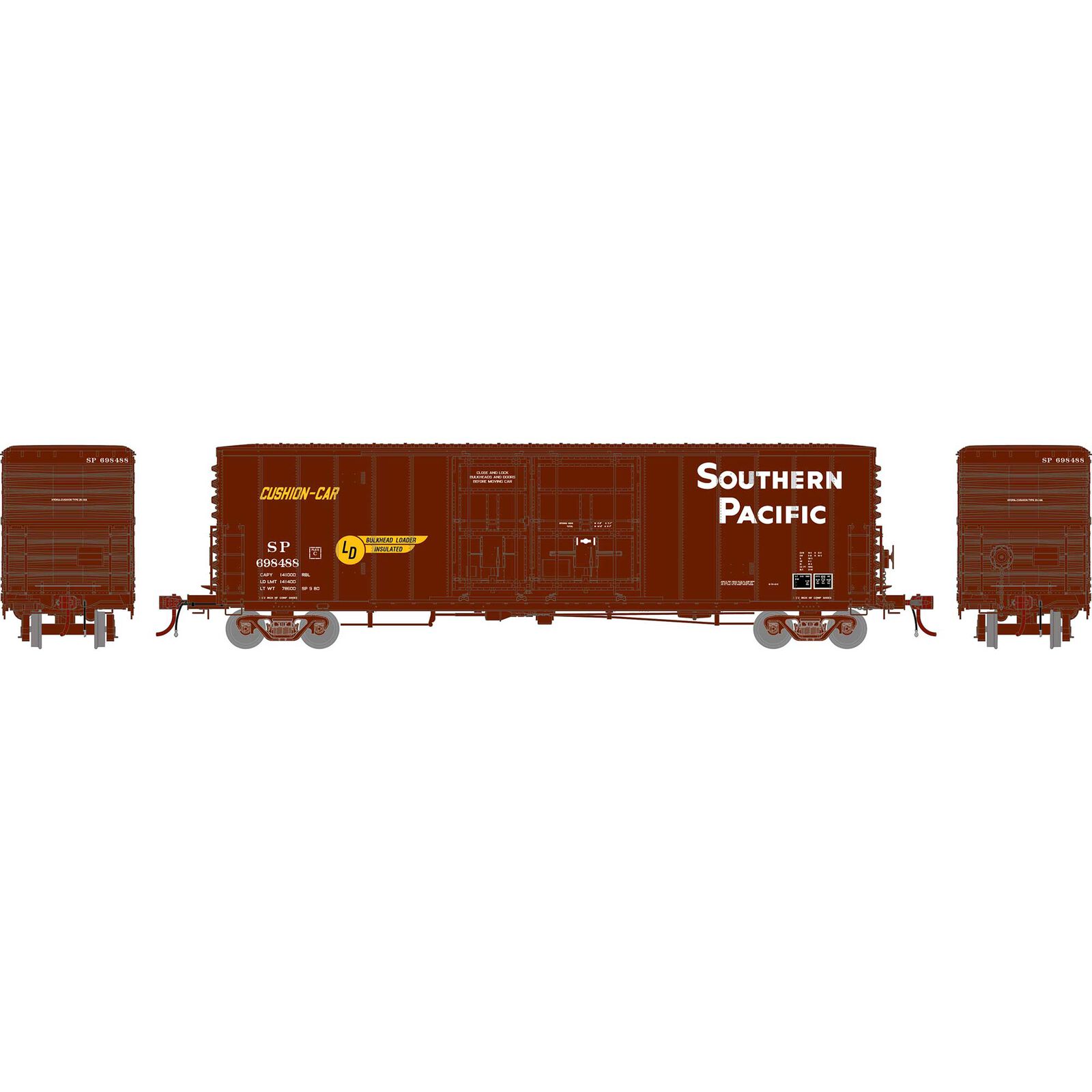 HO GEN 50' PC&F Box Car w/ 8'&6' Youngstown Plug Door, SP 'Cushion Car' #698488