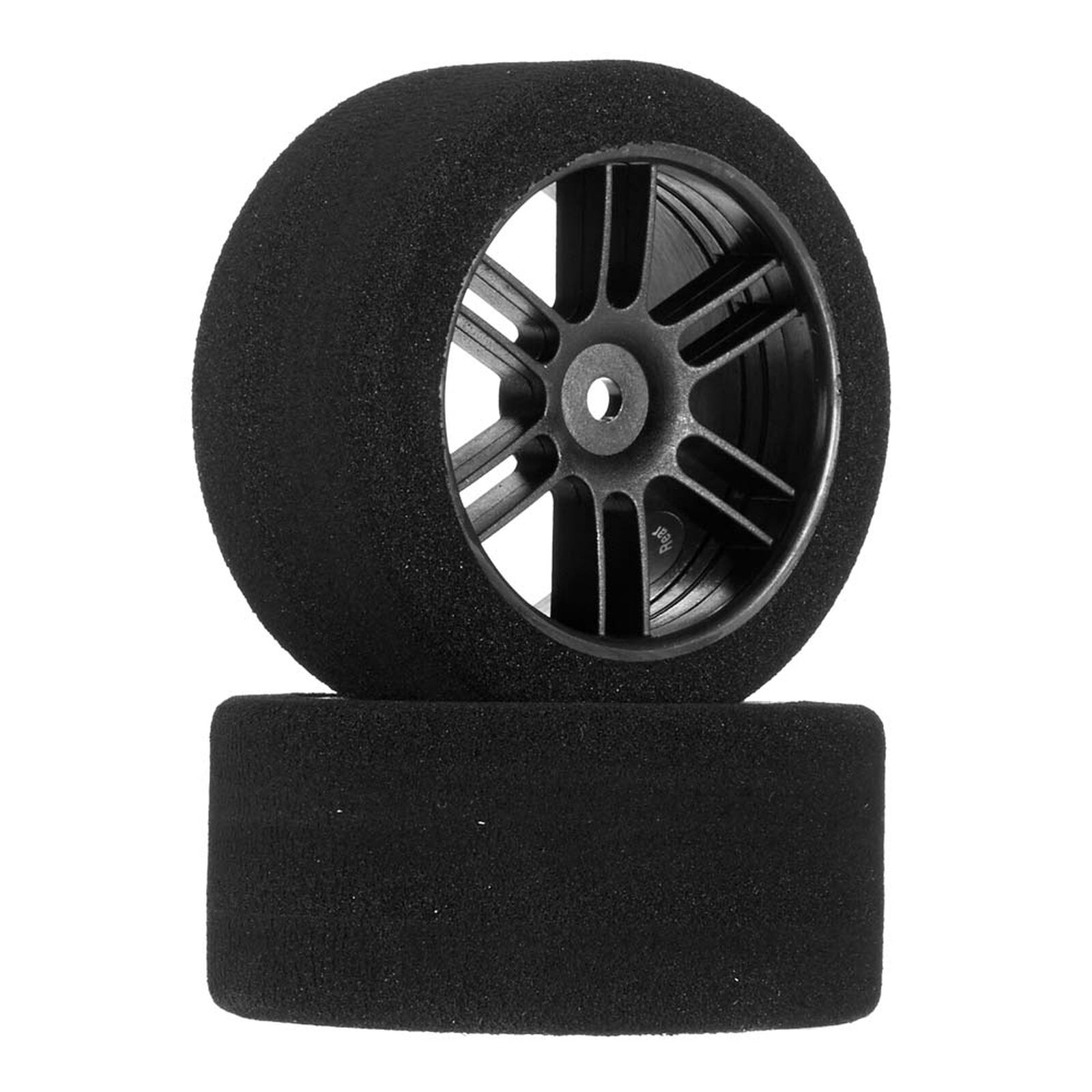 1/10 30mm Nitro Touring Foam Tires, Mounted, 35 Rear, Black Wheels (2)