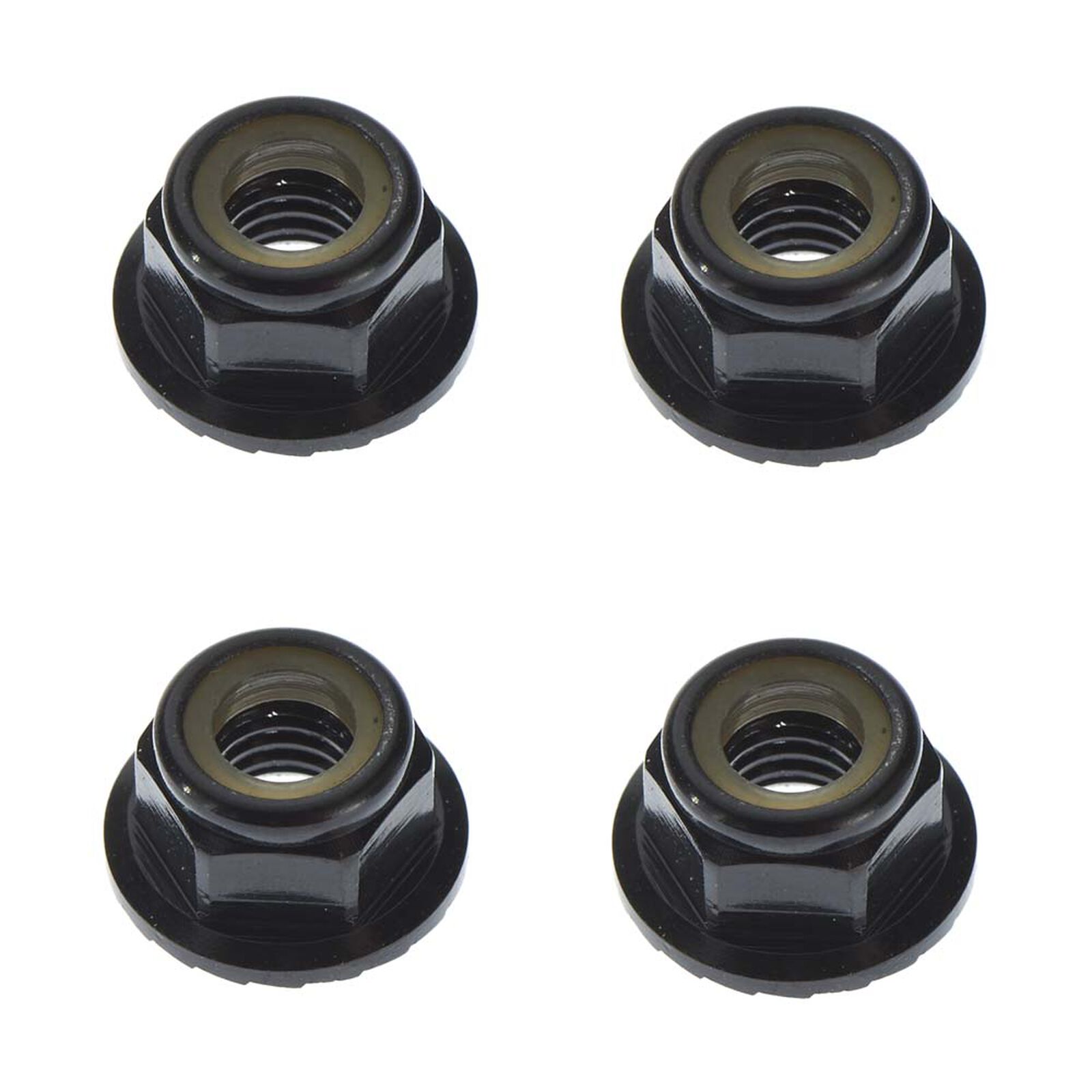 M5 Locknuts Aluminum Flanged Serrated, Black (4)