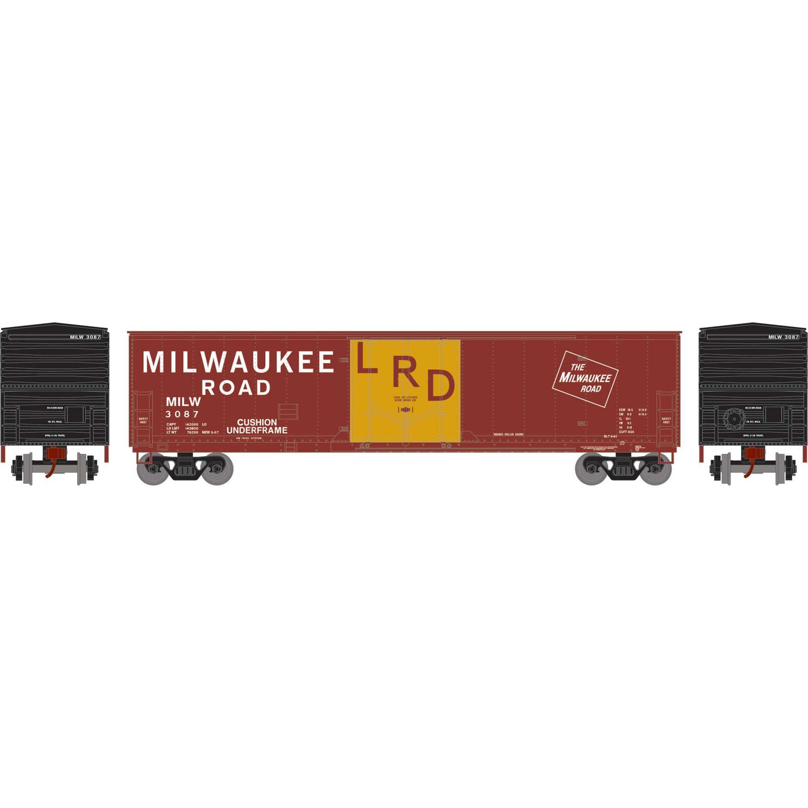 HO 50' Youngstown Plug Door Box Car, MILW #3087