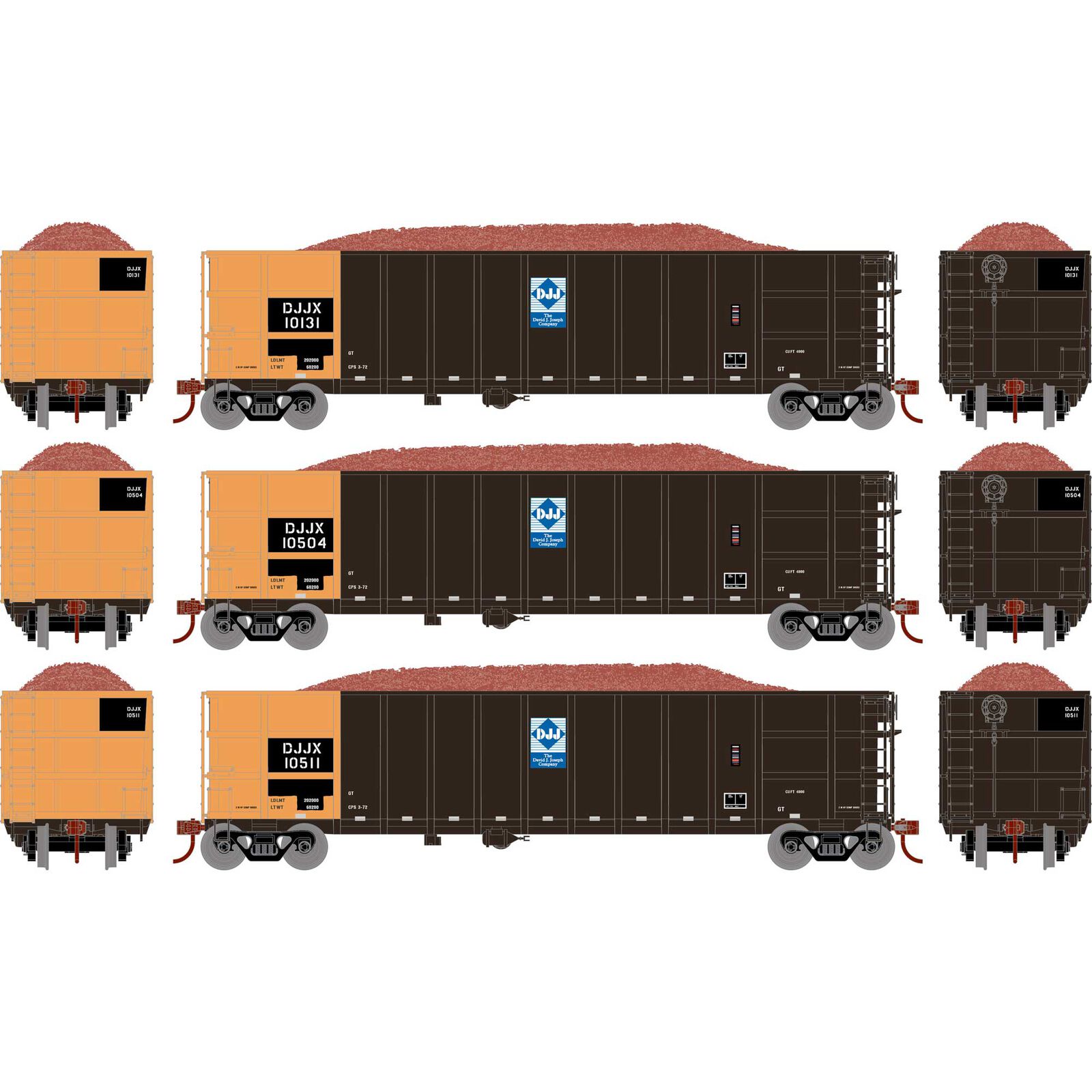 HO Thrall High Side Gondola with Load, DJJX #1 (3)