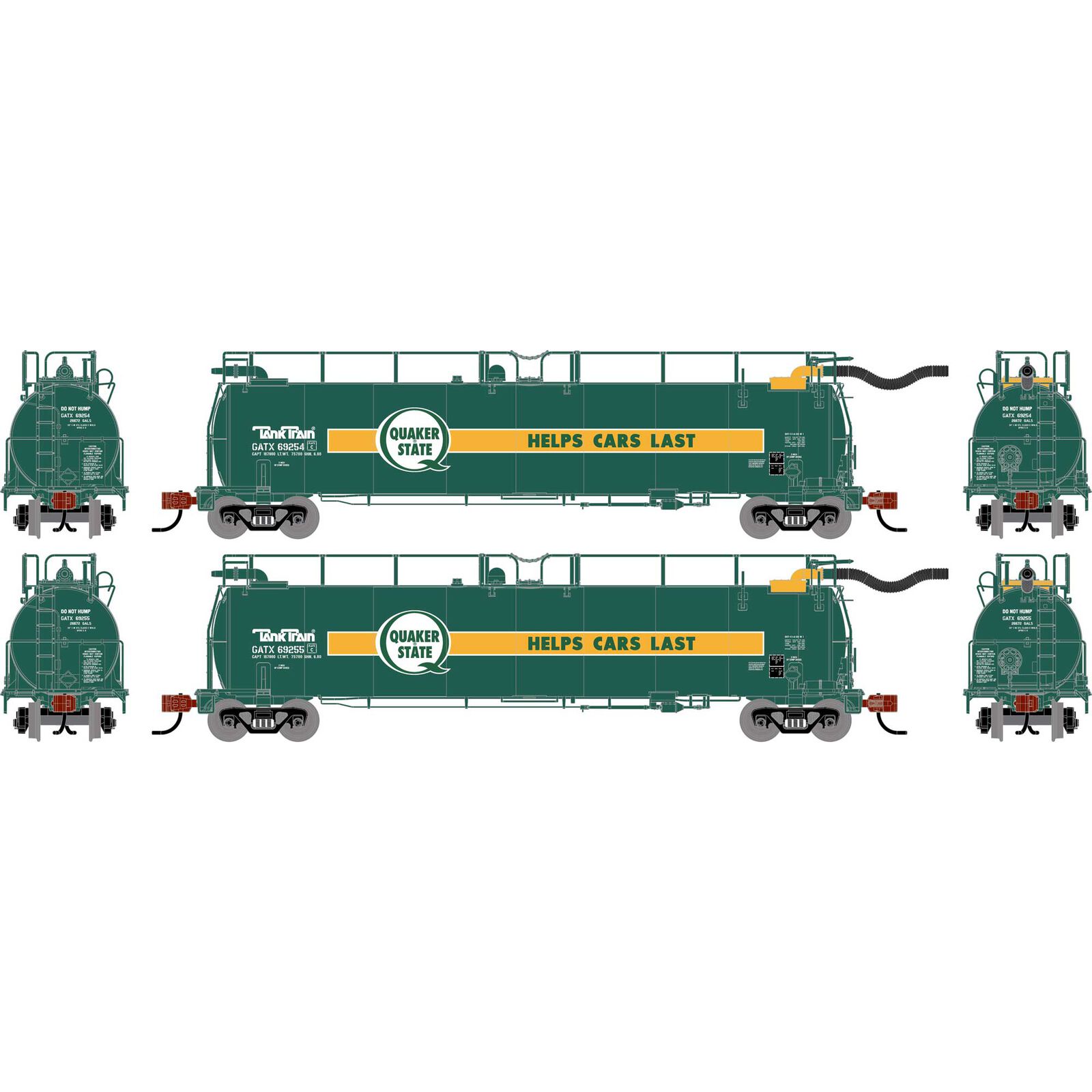 N TankTrain Intermediate, GATX Quaker State #69254/69255 (2)