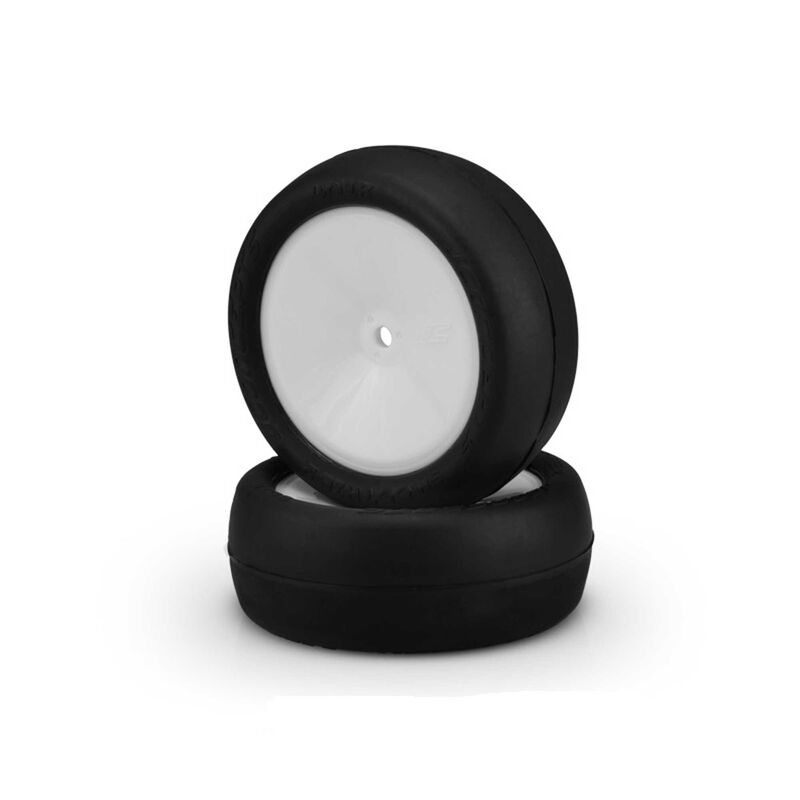 1/10 Smoothie 2 2.2&rdquo; Pre-Mounted Front 2WD Buggy Tires, White Wheels, Silver Compound (2)