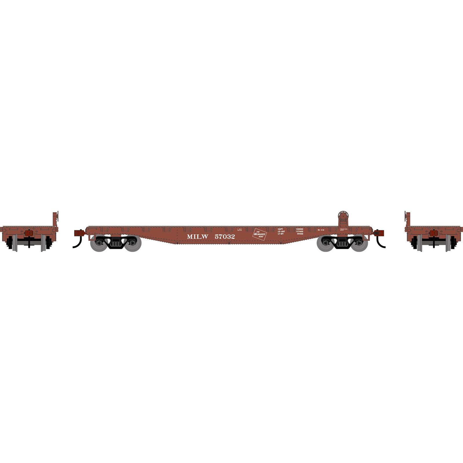 HO RND 50' Flat Car, MILW #57032