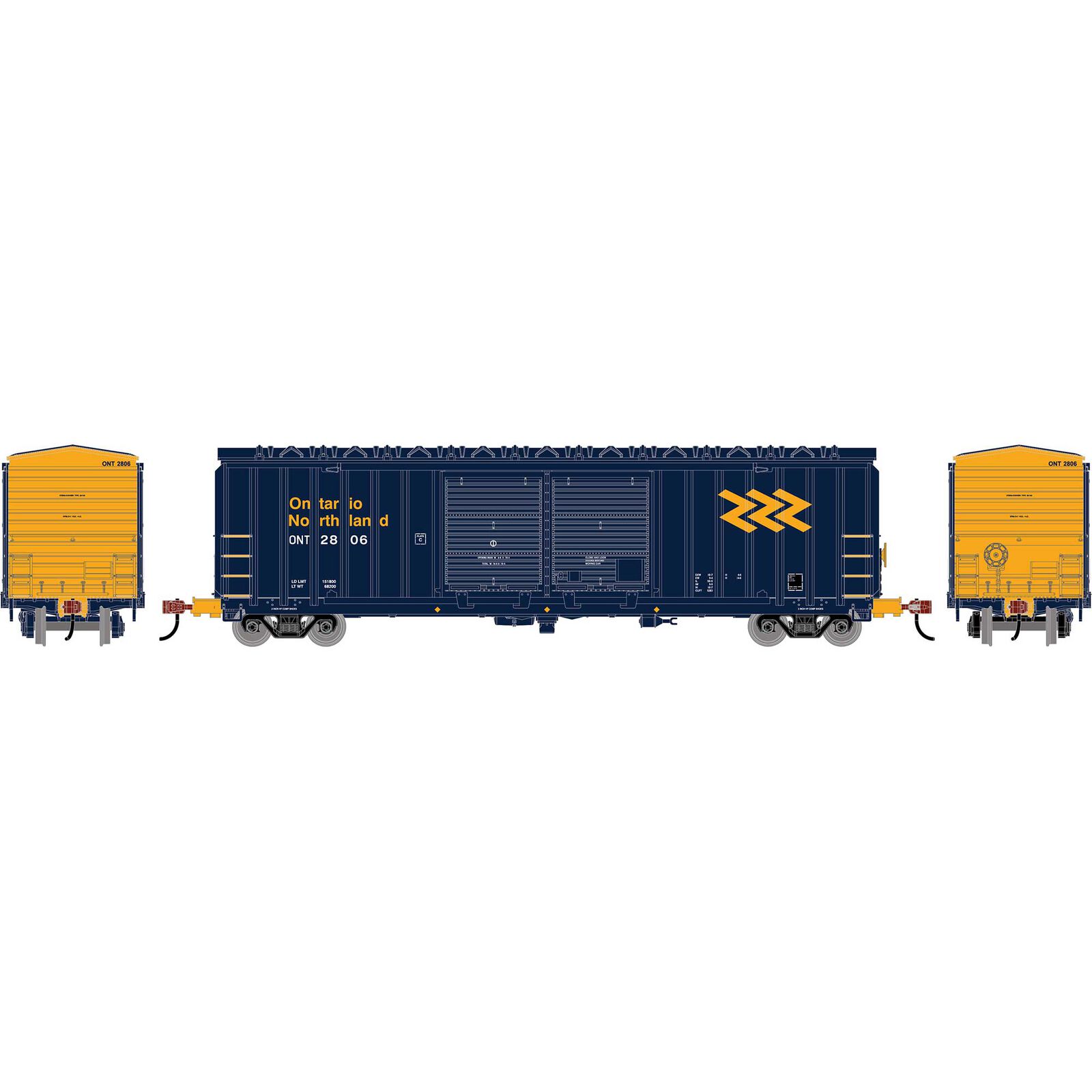 HO 50' FMC 5283 Double Door Box Car, ONT #2806