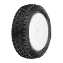 1/18 Wedge Front Carpet Mini-B Tires Mounted 8mm White Wheels (2)