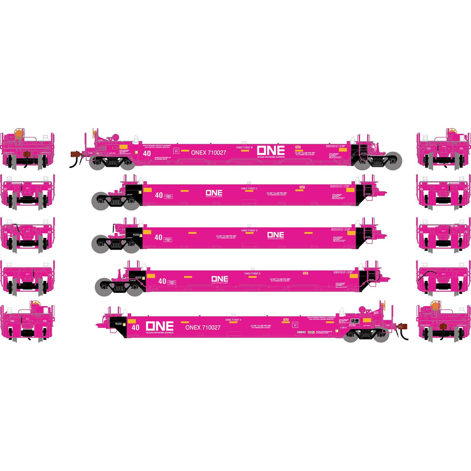 HO ATH Gunderson Maxi-I Well Cars (5), ONEX #710027
