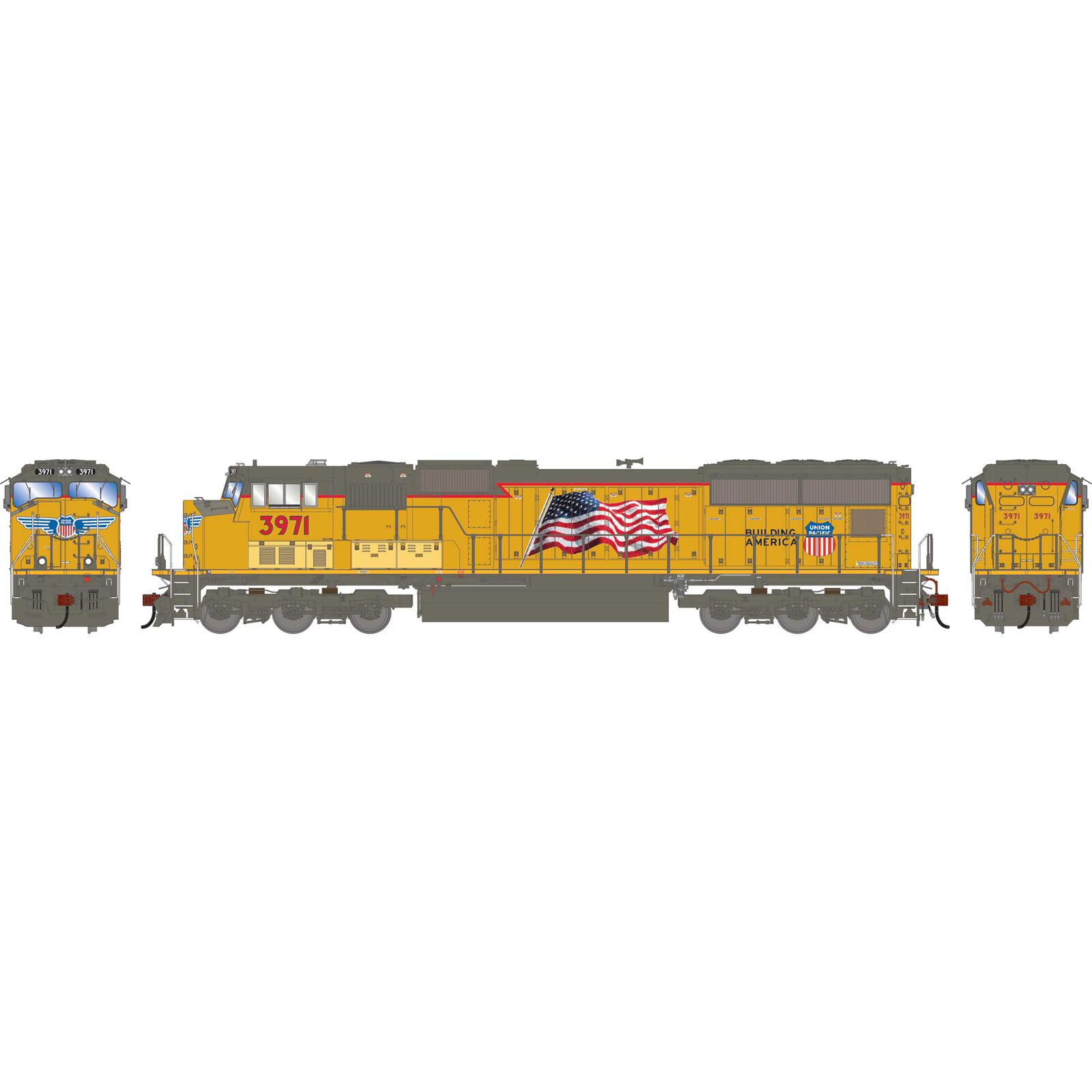 HO SD70M Locomotive with DCC & Sound, UP #3971