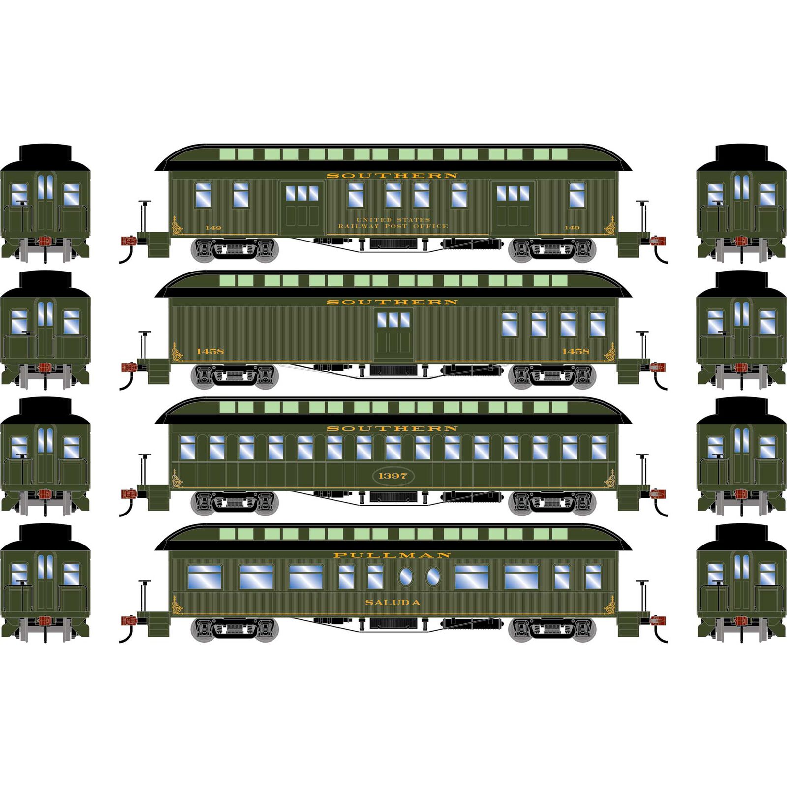 HO 50' Old Time Overland Passenger Set, SOU #1 (4)