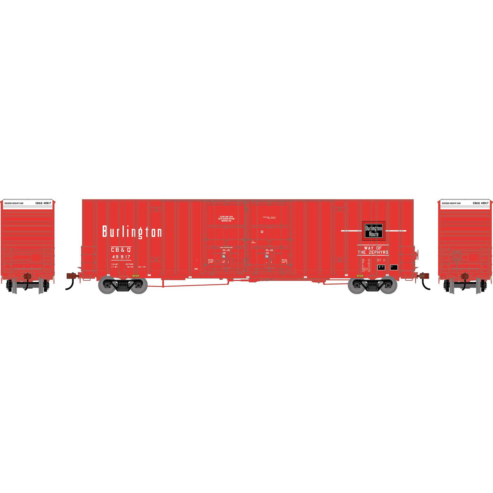 HO ATH 60' Gunderson High-Cube Double Door Box Car, Legendary Liveries CBQ #49917