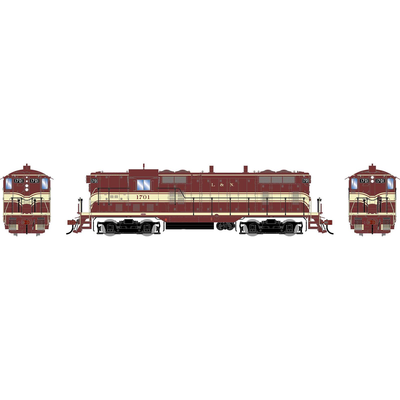 HO GEN GP7L Locomotive, Patched LN #1701