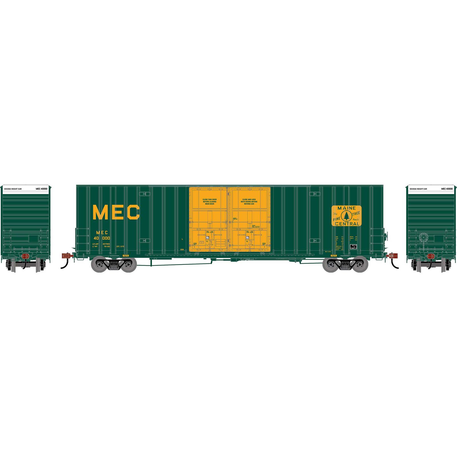 HO ATH 60' Gunderson High-Cube Double Door Box Car, Legendary Liveries MEC #40000