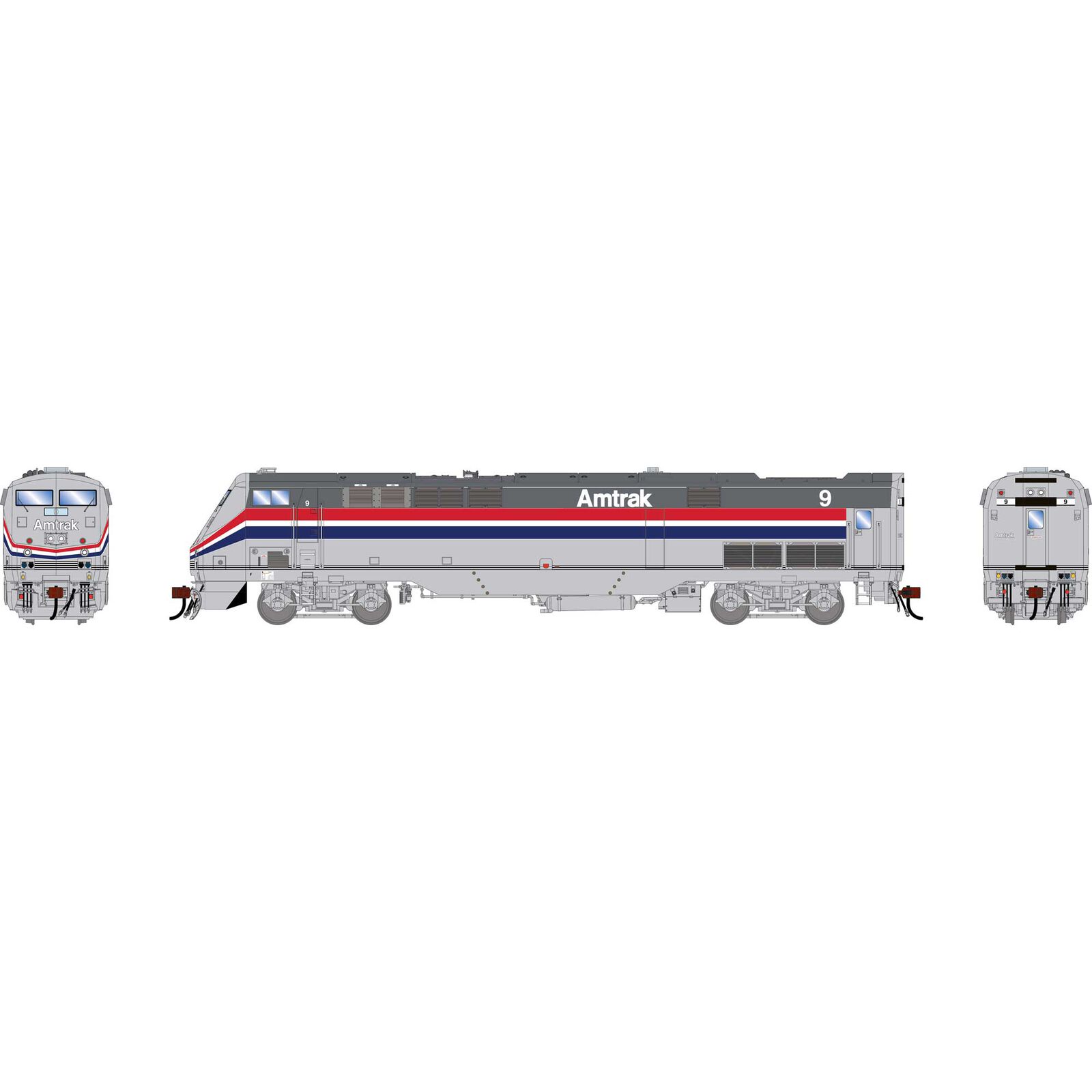 HO P42DC Locomotive with DCC & Sound, AMTK Phase III #9