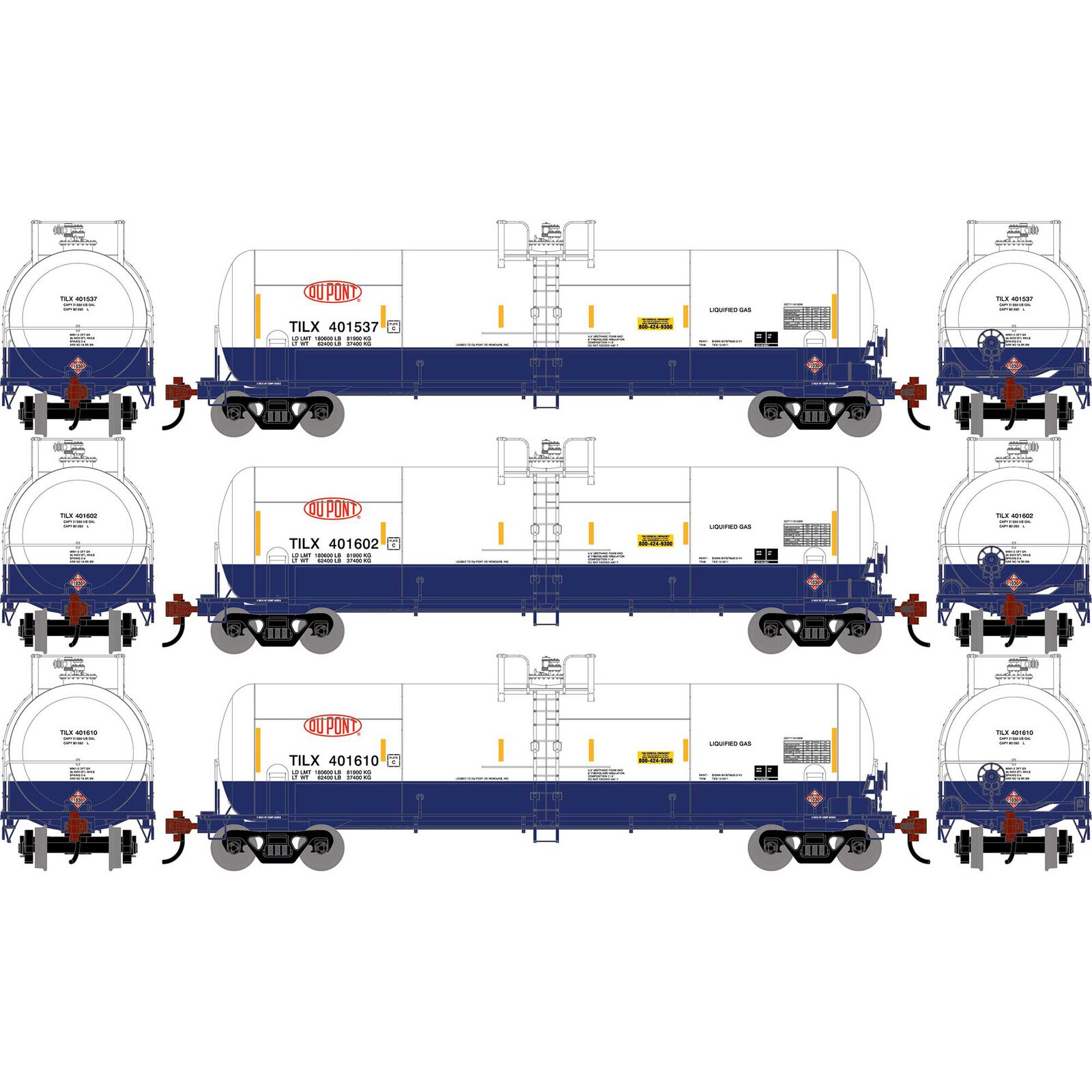 HO ATH RTC 20,900 Gallon Tank Car, TILX #401537/401602/401610 (3)