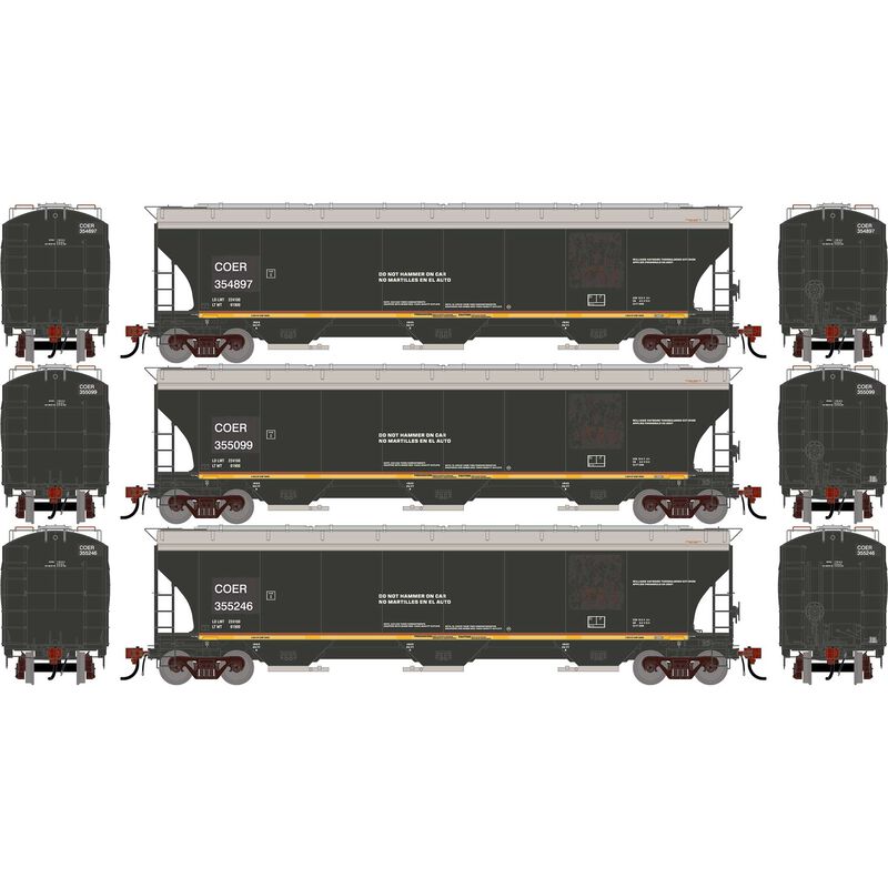 HO GEN Trinity 5161 Covered Hopper, Primed For Grime COER #354897/355099/355246 (3)