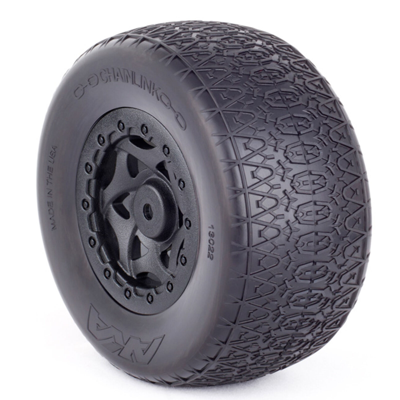 1/10 Chain Link SC Wide Clay Rear Wheel Mounted with Red Inserts: SLASH (2)