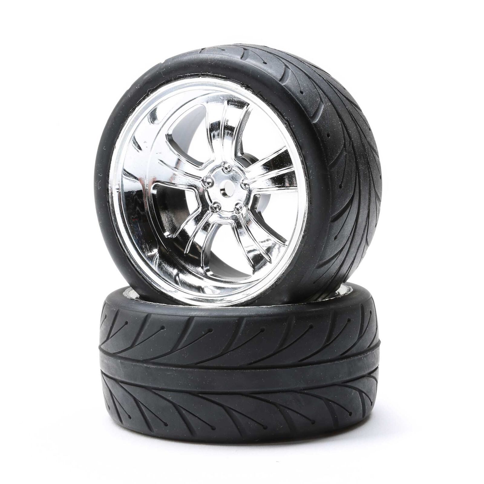 Mounted RR 5-Spoke Wheel Tire 54x30mm Chrome (2)