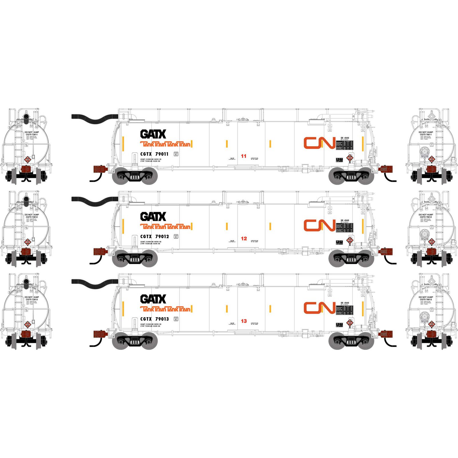 N TankTrain Intermediate, CGTX #79011/79012/79013 (3)
