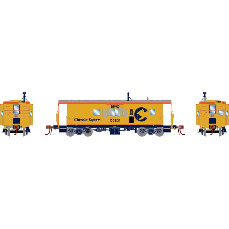 HO GEN ICC Bay Window Caboose w/Lights, BO 'Chessie' C-3831