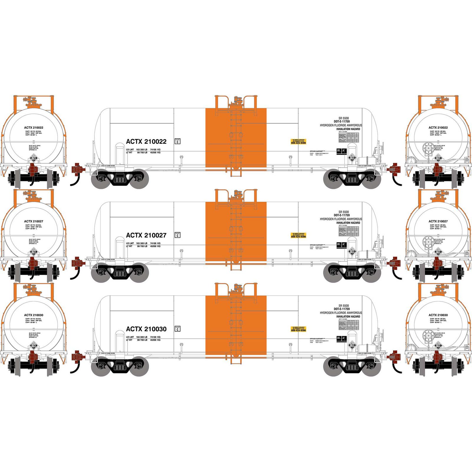 HO ATH RTC 20,900 Gallon Tank Car, ACTX #210022/210027/210030 (3)