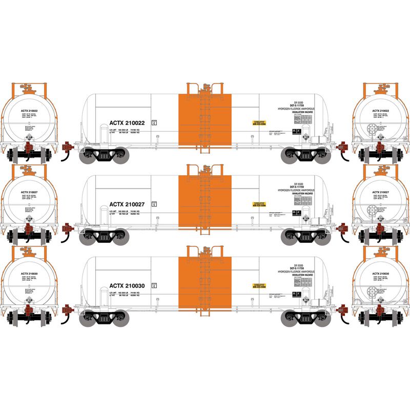 HO ATH RTC 20,900 Gallon Tank Car, ACTX #210022/210027/210030 (3)