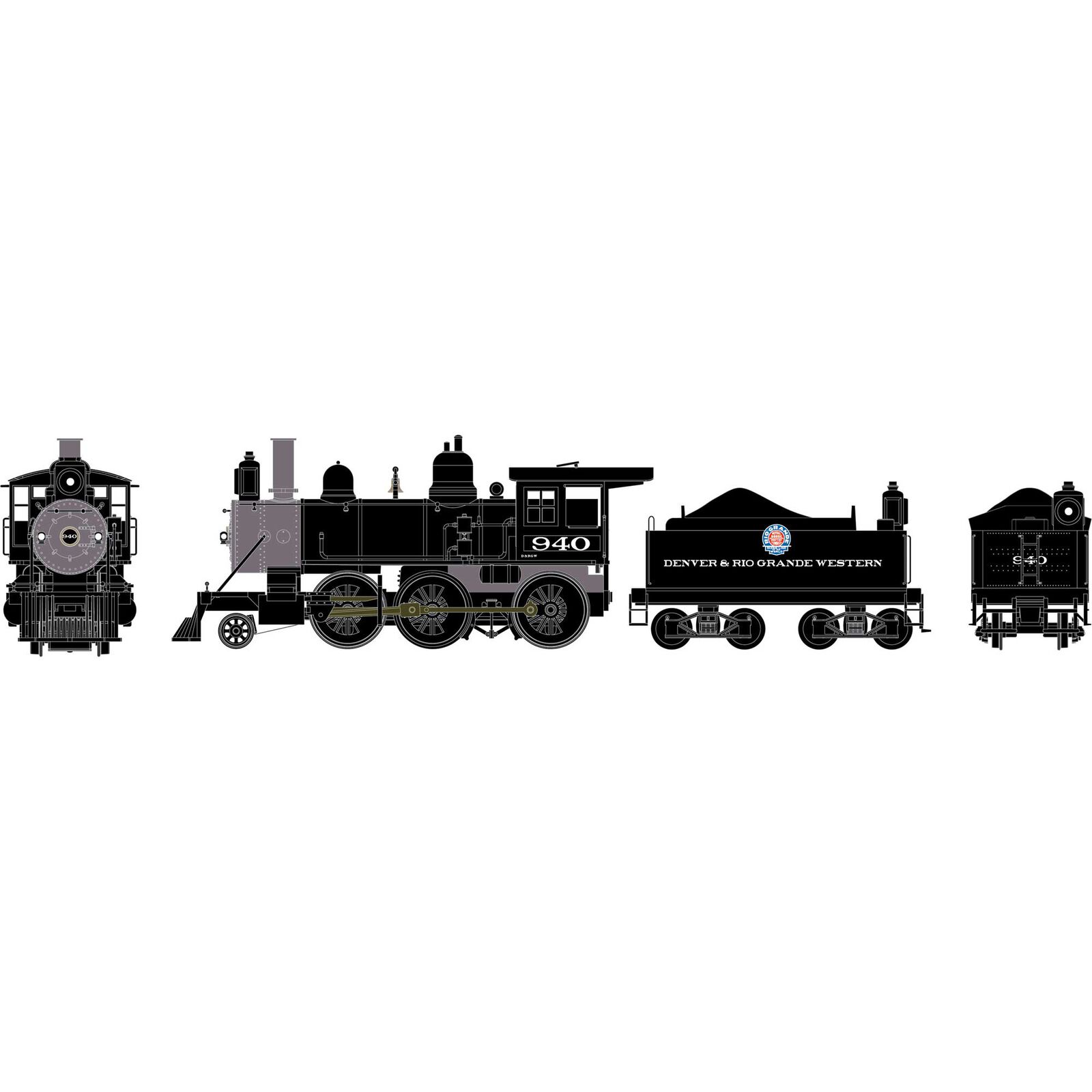 HO RTR Old Time 2-6-0 Mogul, D&RGW #940