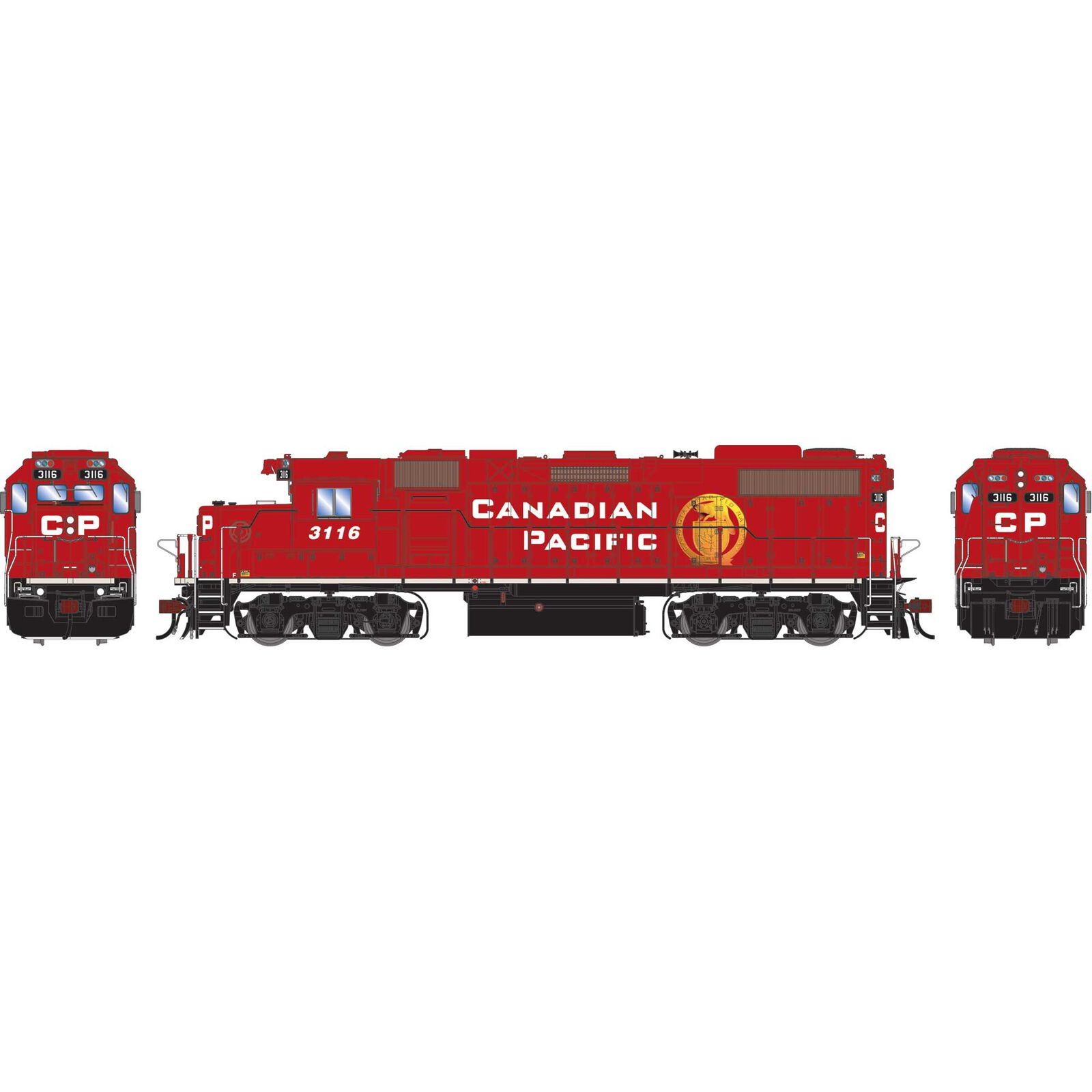 HO GEN GP38-2 Locomotive, CP 'Golden Beaver' #3116