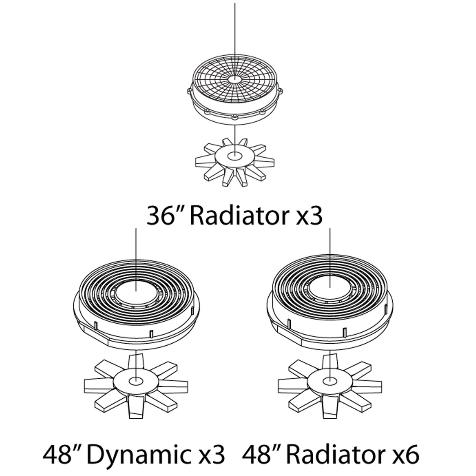 HO Fans Set, 48" Early Pan Top (3)