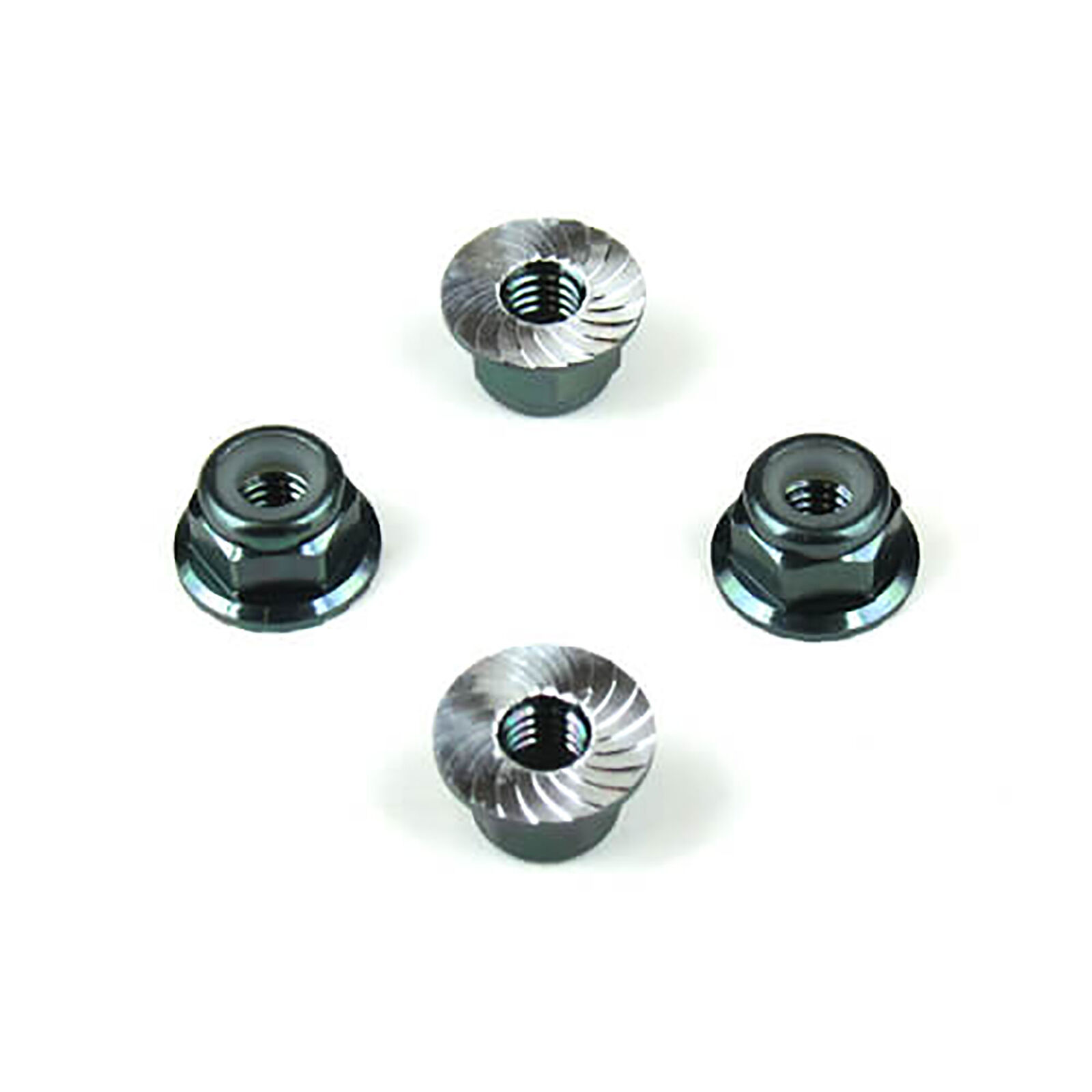 M4 Locknuts Aluminum Flanged Serrated, Black (4)