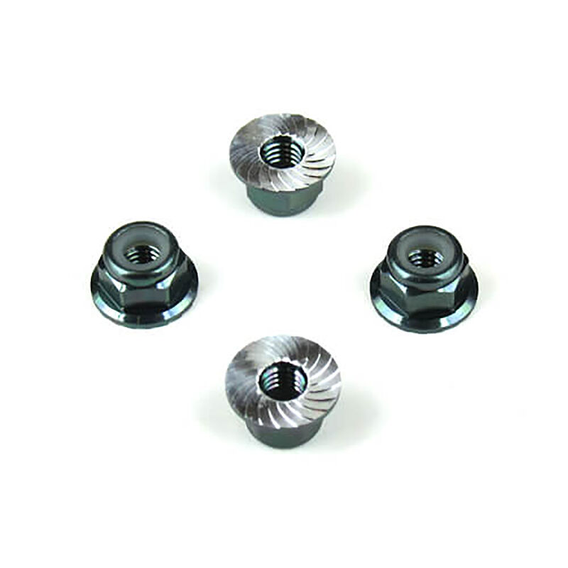 M4 Locknuts Aluminum Flanged Serrated, Black (4)