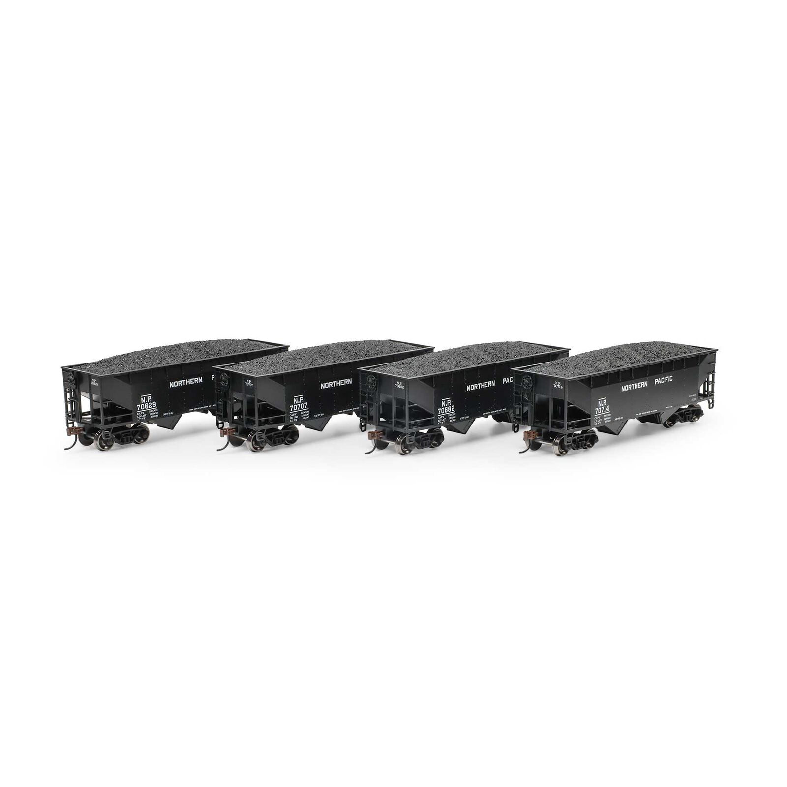 HO 34' 2-Bay Offset Hopper with Coal Load, NP #70629 / 70682 / 70707 / 70714 (4)